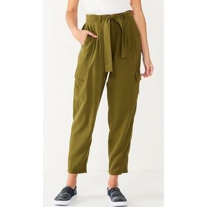 NWT Nine West Tapered High-Waisted Utility Pants Green Olive Size XL Size XXL